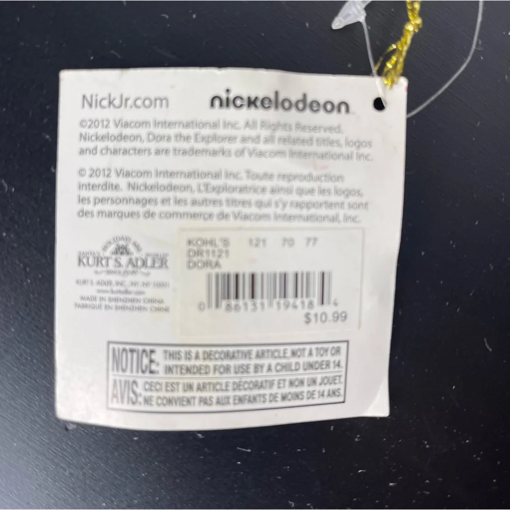 Dora the Explorer‎ Christmas Ornament - Kurt Adler - Nickelodeon - Nick Jr